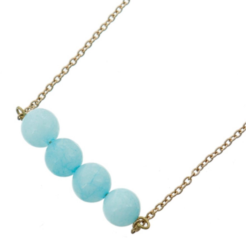 BLUE SEMI PRECIOUS STONE PENDANT NECKLACE